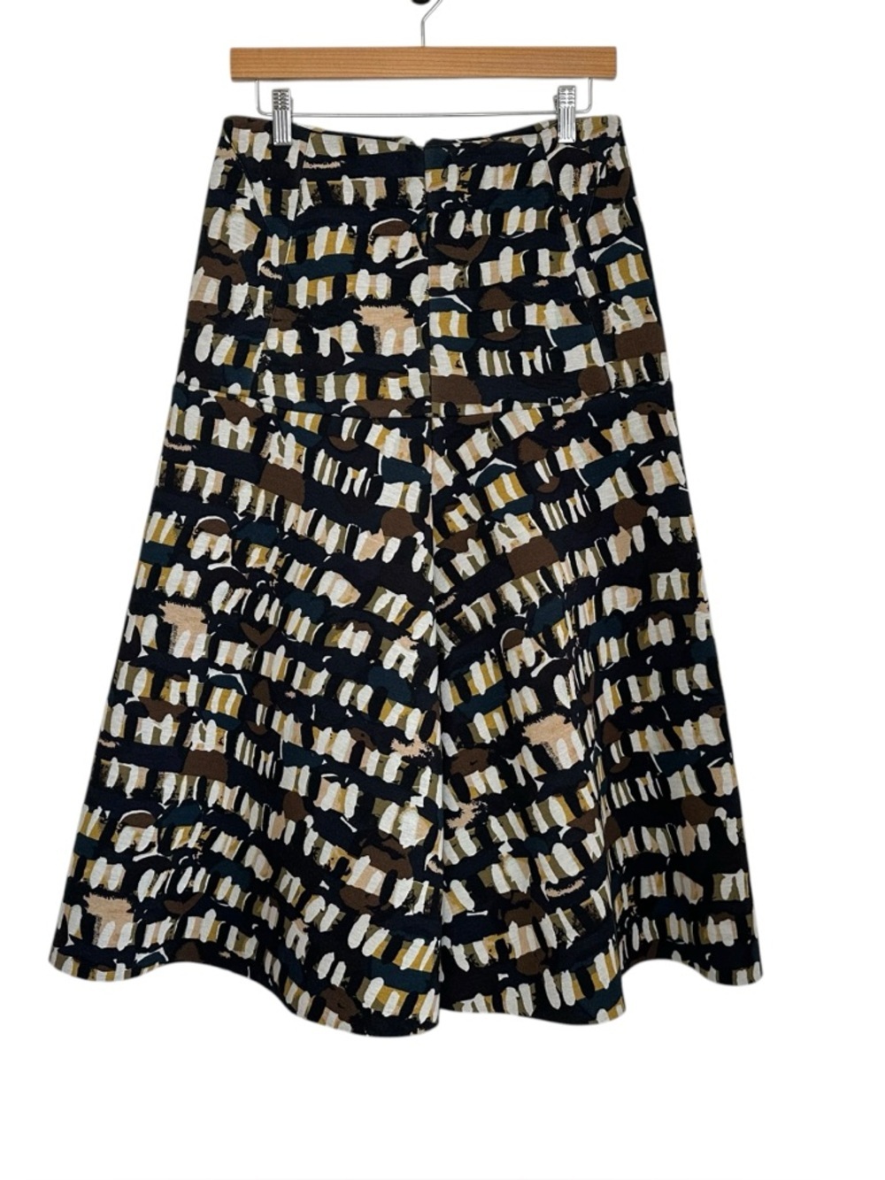 Marni Womens Printed Scuba A-Line Midi Skirt Sz 42 Multicolor Zip Closure
